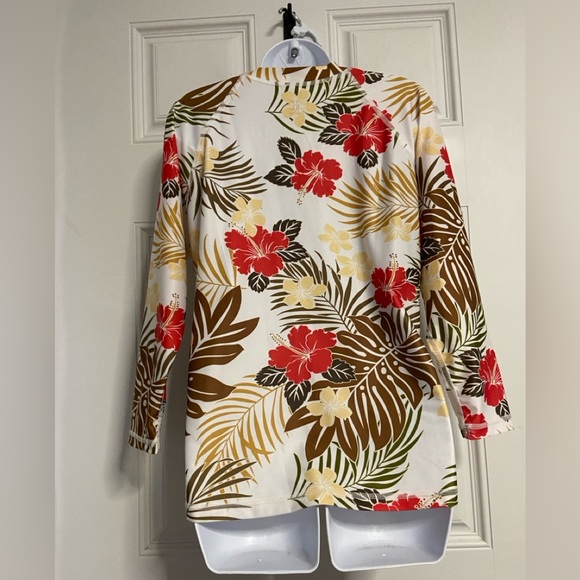 T27- FAVANT White TROPICAL RashGuard SWIM T-Shirt - Picture 5 of 5